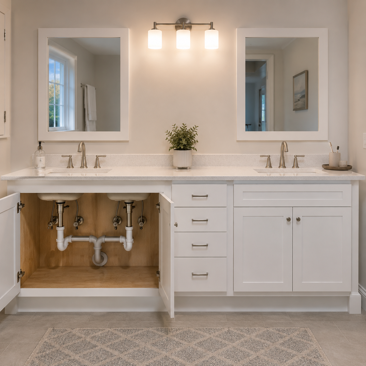 Double-Sink Vanities by WM Construction, Centerville, MA