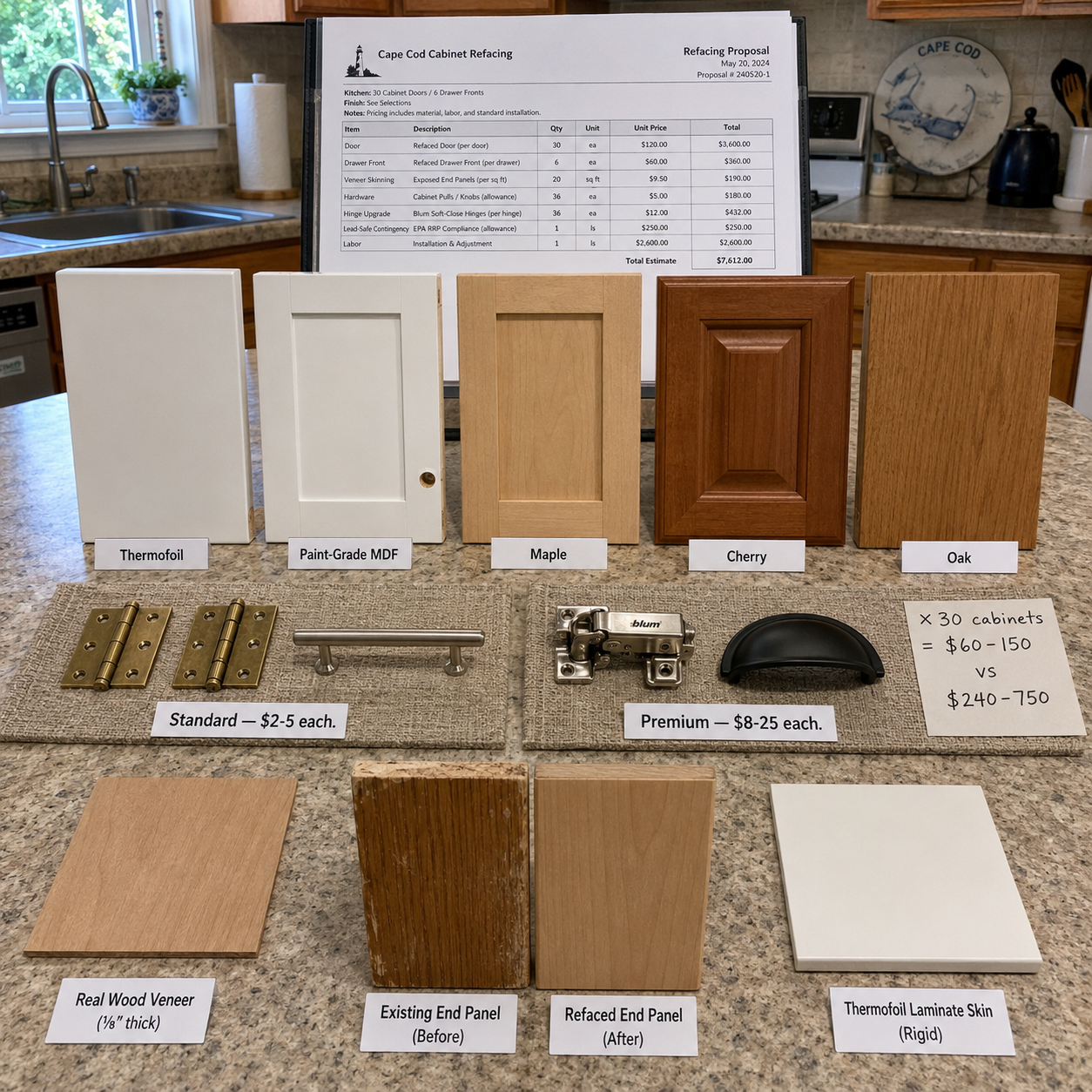Kitchen Cabinet Refacing on Cape Cod, MA, WM Construction project in Centerville, MA