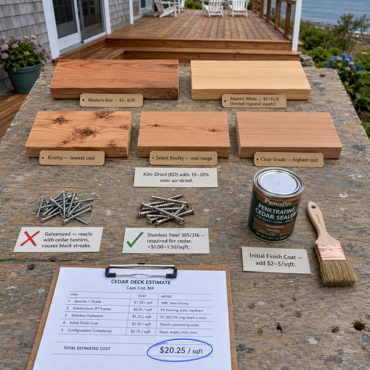 Cedar Deck Installation on Cape Cod, MA, WM Construction project in Centerville, MA