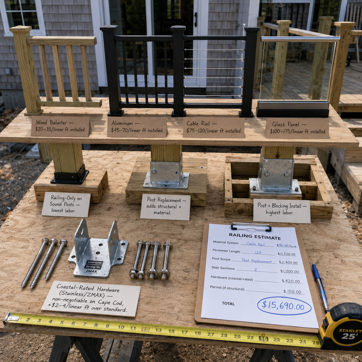 Deck Railing Installation on Cape Cod, MA, WM Construction project in Centerville, MA