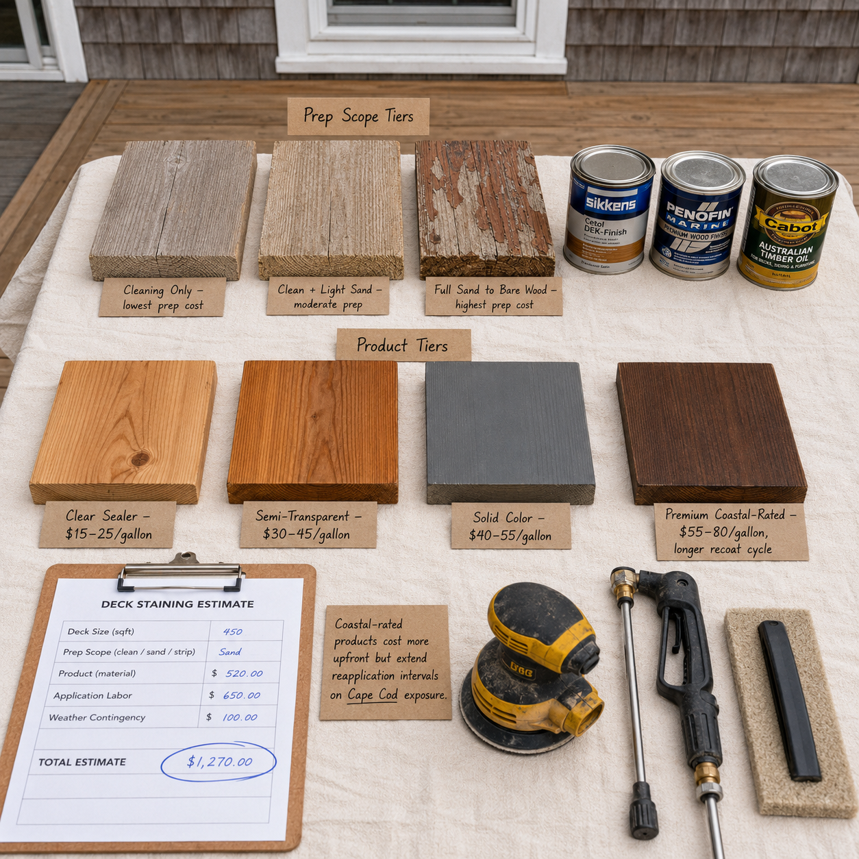 Deck Staining and Sealing on Cape Cod, MA, WM Construction project in Centerville, MA