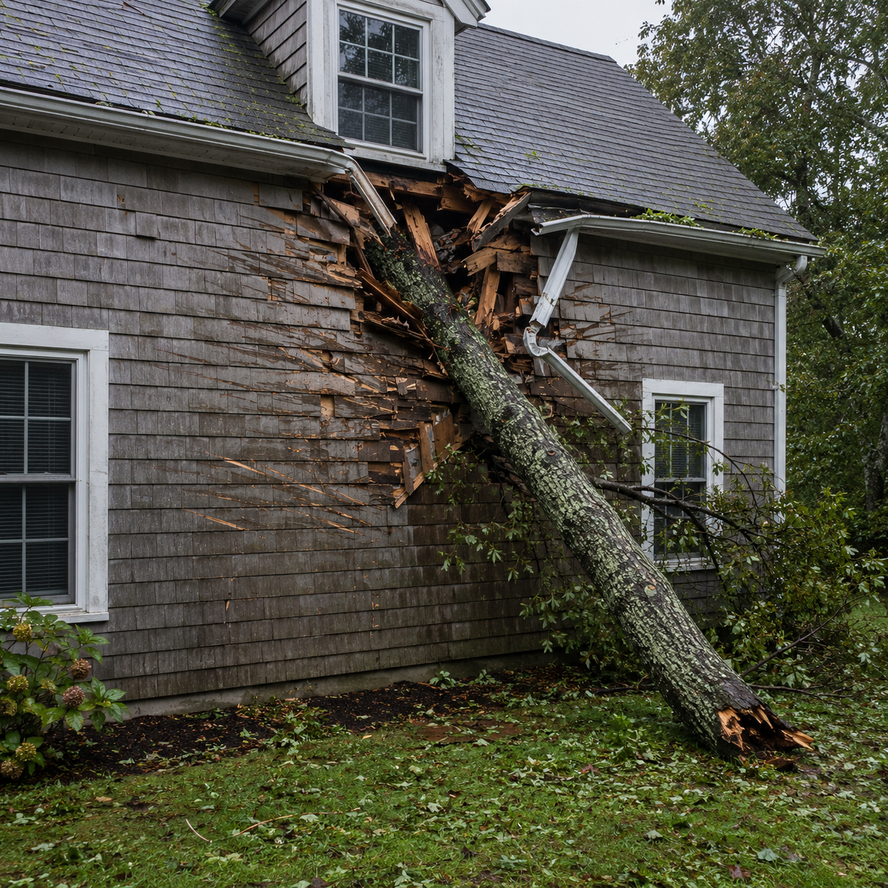 Falling Debris and Tree Damage by WM Construction, Centerville, MA