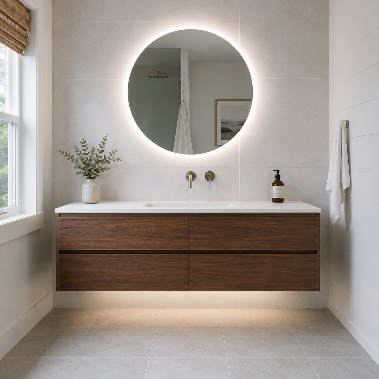 Floating Wall-Mount Vanities by WM Construction, Centerville, MA