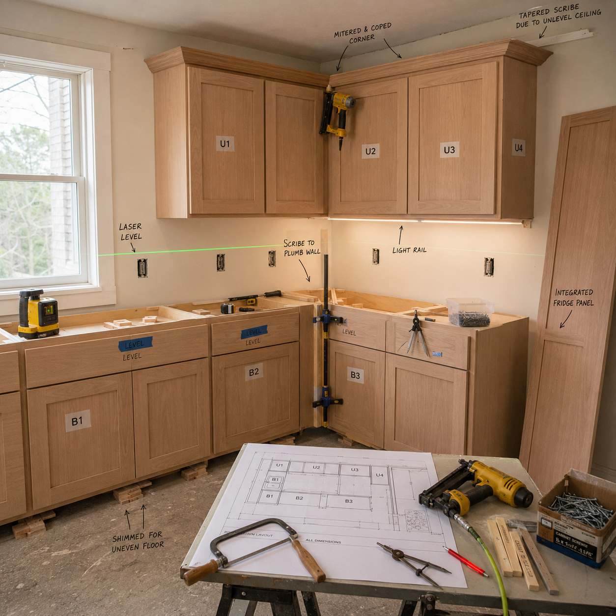 Kitchen Cabinet Installation on Cape Cod, MA, WM Construction project in Centerville, MA