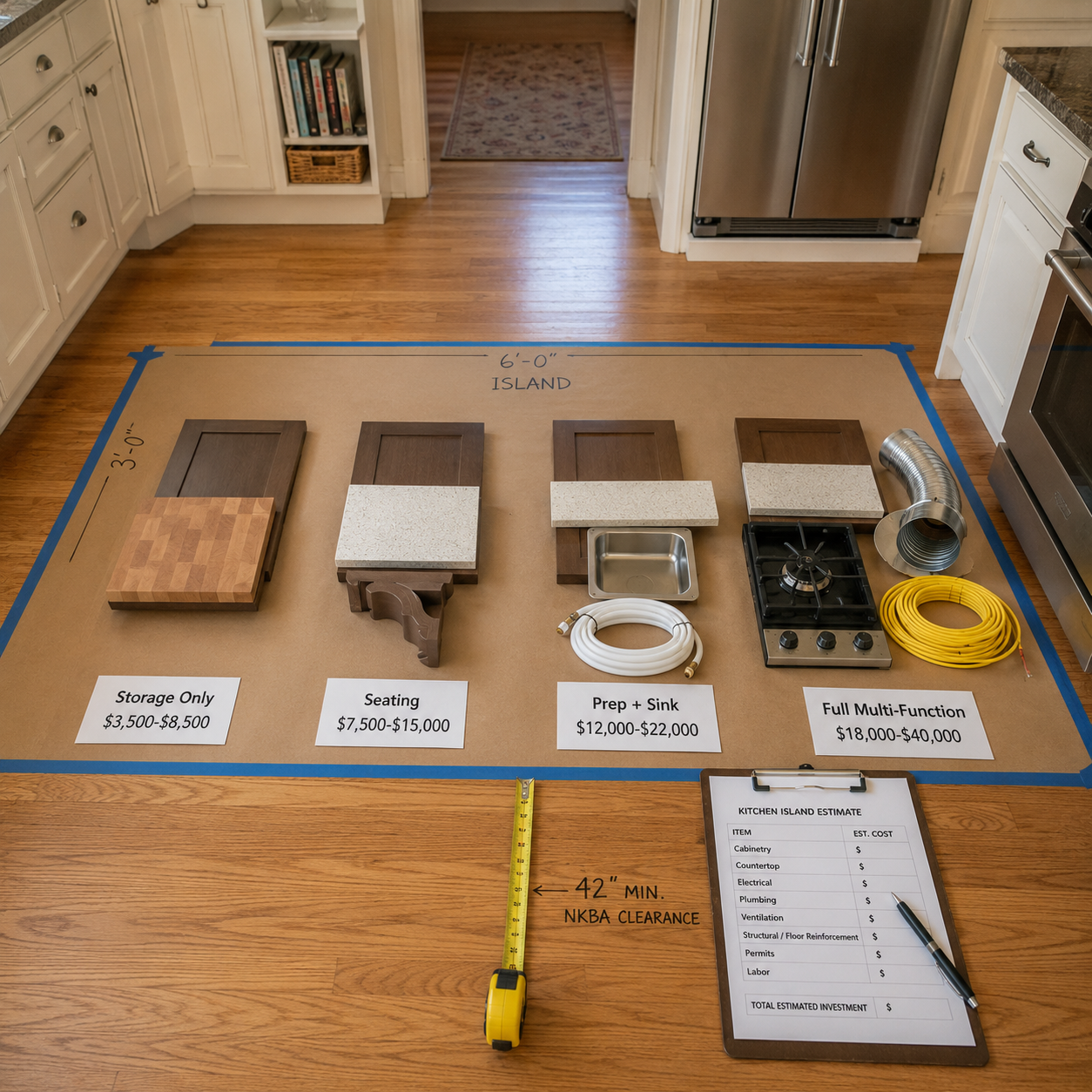 Kitchen Island Installation on Cape Cod, MA, WM Construction project in Centerville, MA