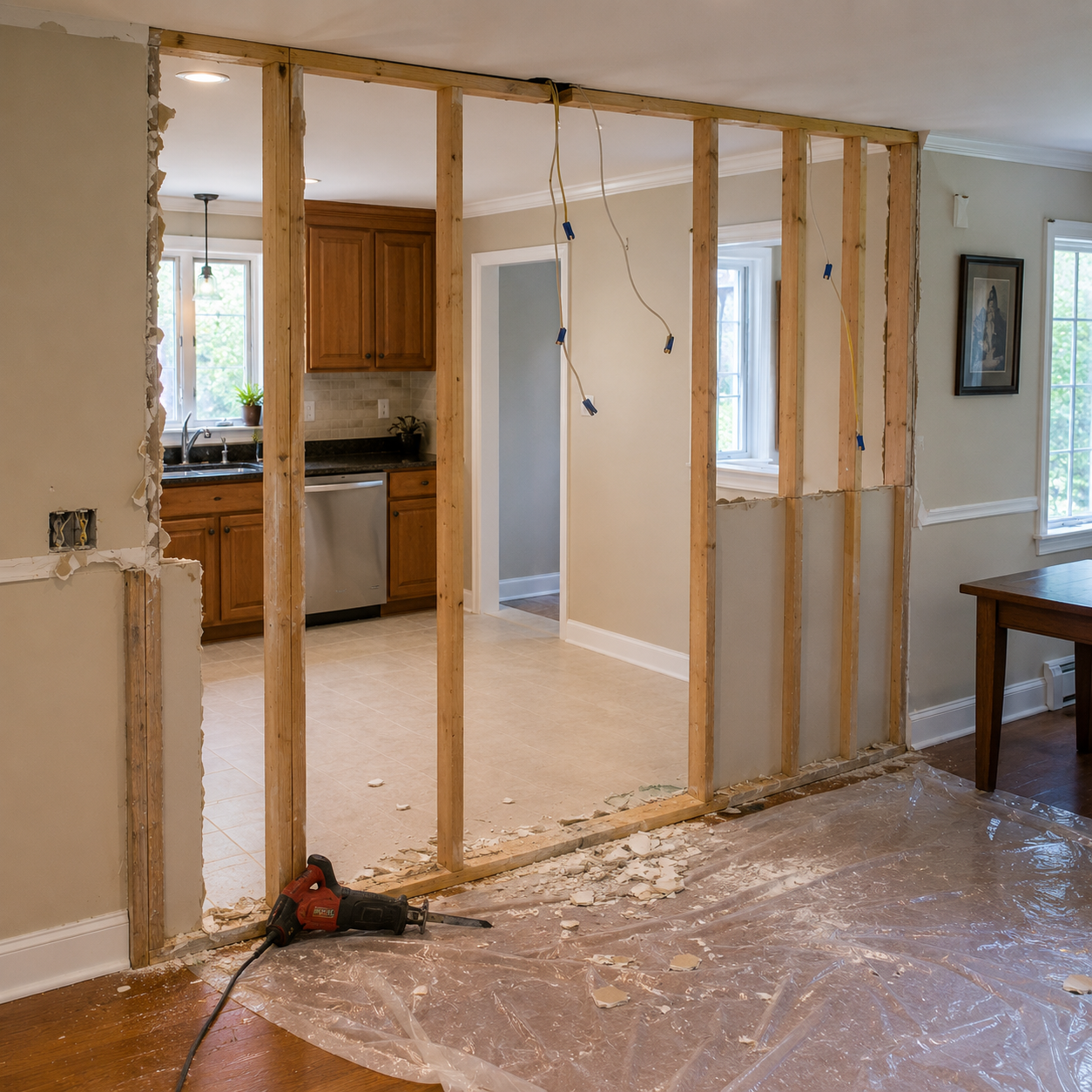 Single Non-Structural Wall Removal by WM Construction, Centerville, MA