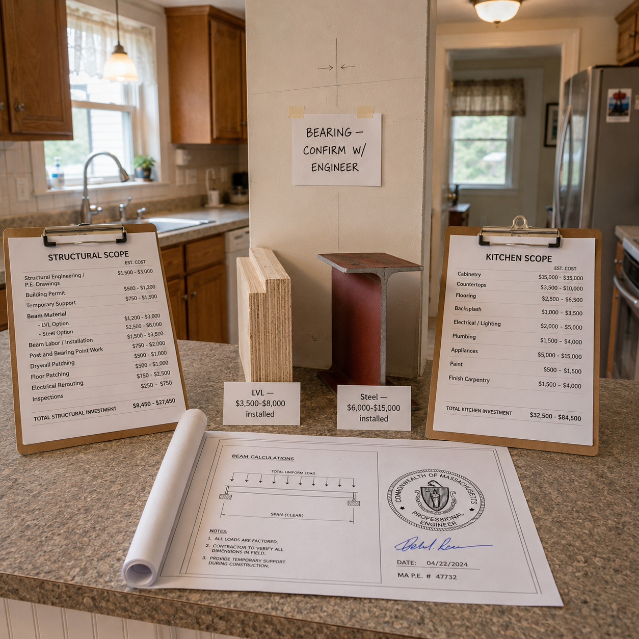 Open Concept Kitchen Conversions on Cape Cod, MA, WM Construction project in Centerville, MA