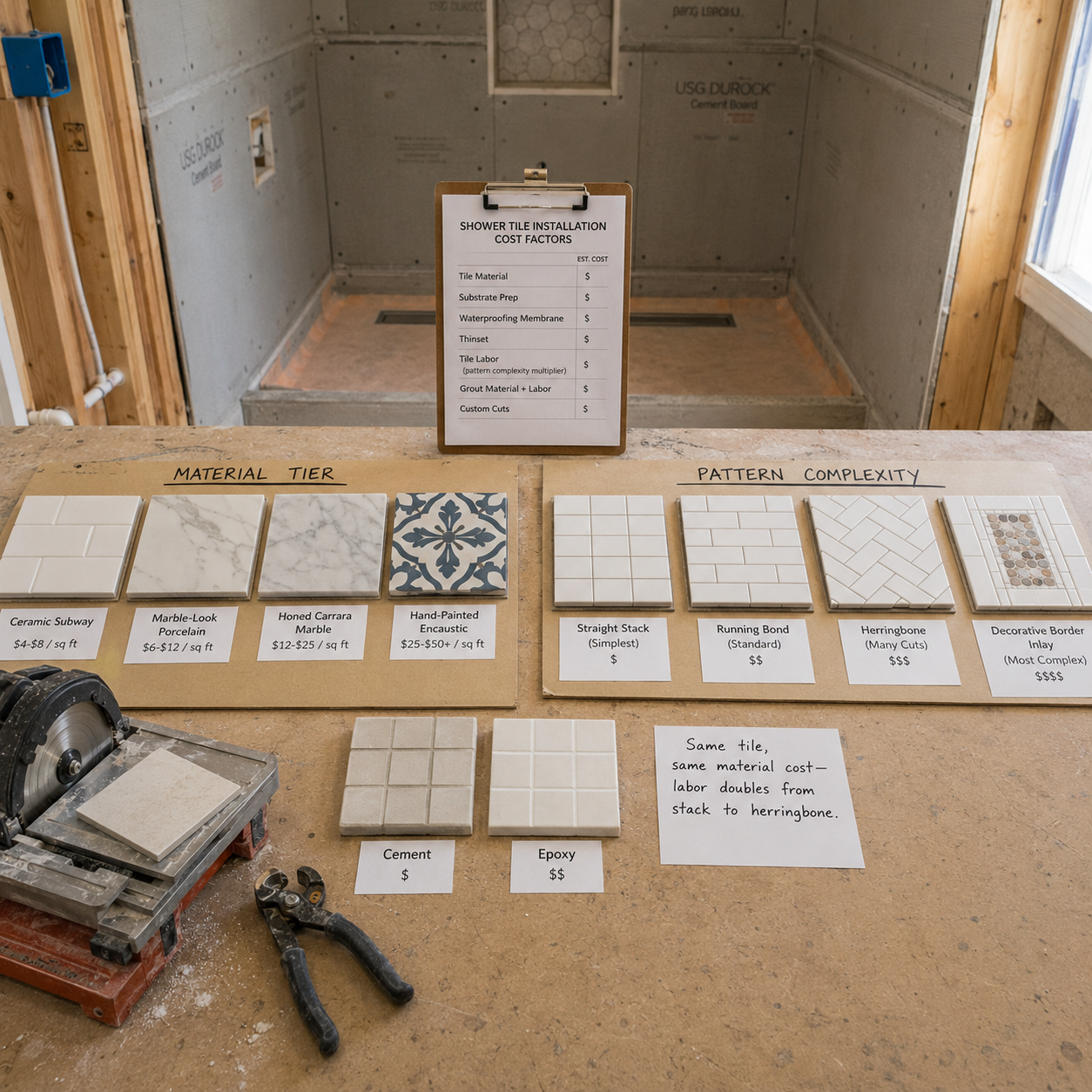 Shower Tile Installation on Cape Cod, MA, WM Construction project in Centerville, MA