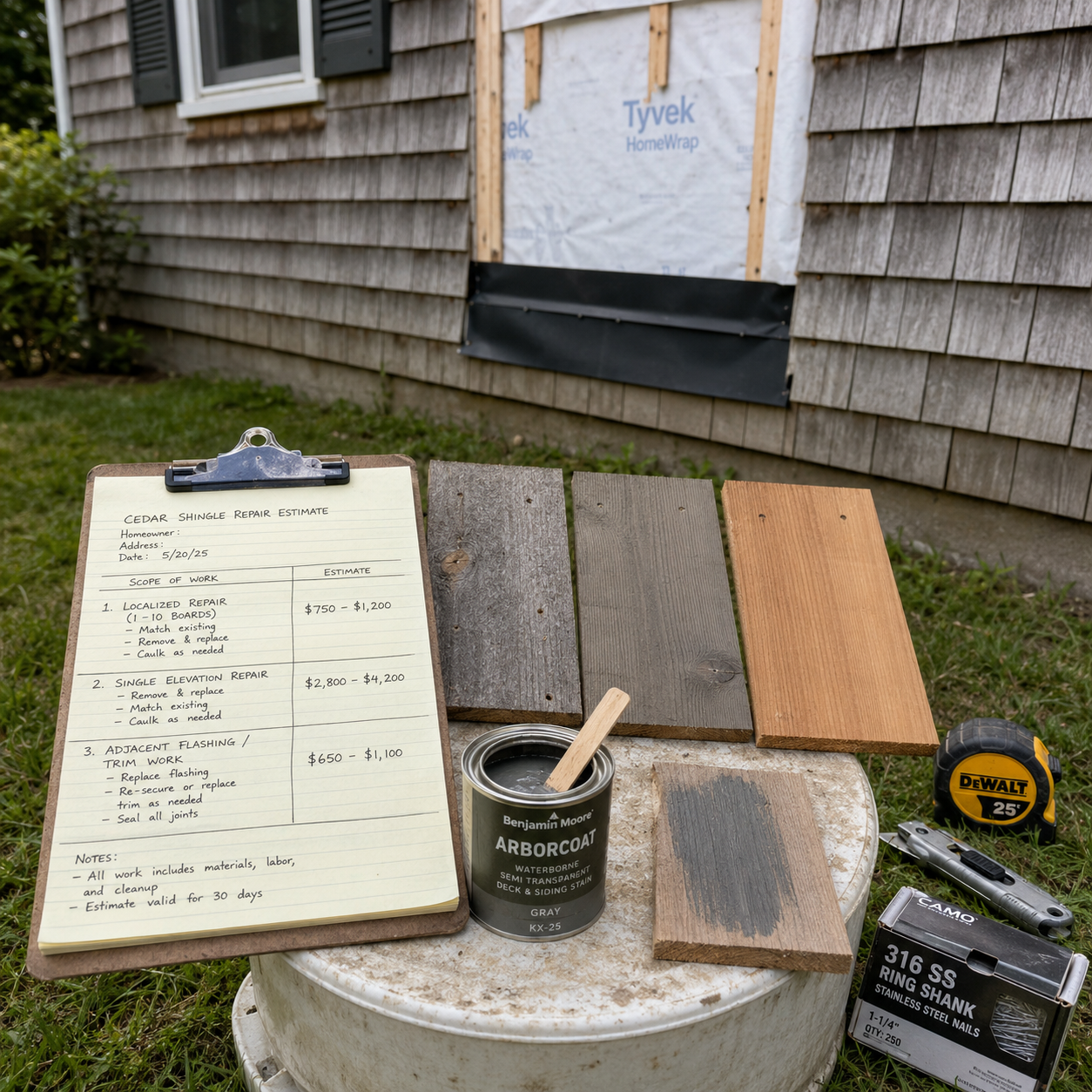 Siding Repair on Cape Cod, MA, WM Construction project in Centerville, MA