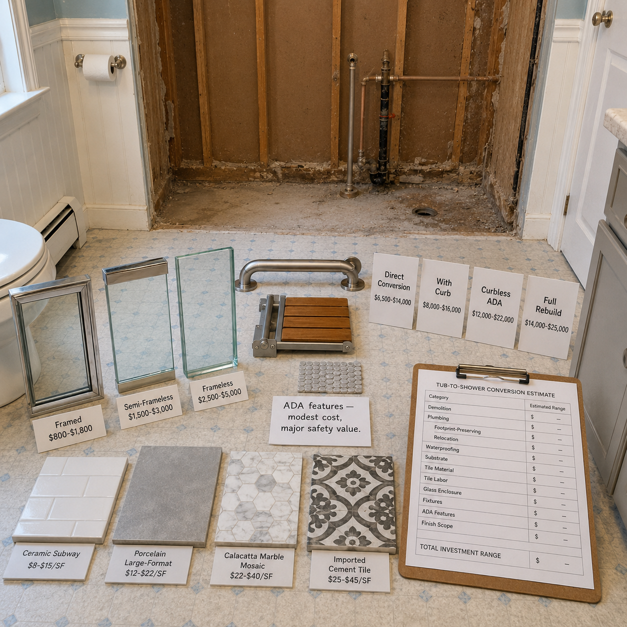 Tub to Shower Conversion on Cape Cod, MA, WM Construction project in Centerville, MA